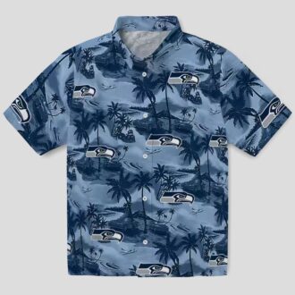 Seattle Seahawks Game Day Blue Hawaiian Shirt - Coastal Tropical Print