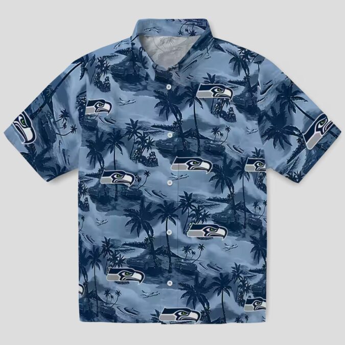 Seattle Seahawks Game Day Blue Hawaiian Shirt - Coastal Tropical Print
