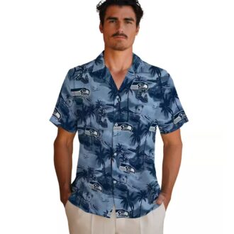 Seattle Seahawks Game Day Blue Hawaiian Shirt - Coastal Tropical Print