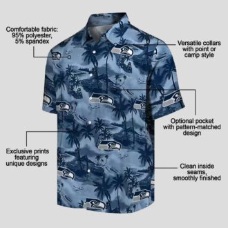 Seattle Seahawks Game Day Blue Hawaiian Shirt - Coastal Tropical Print