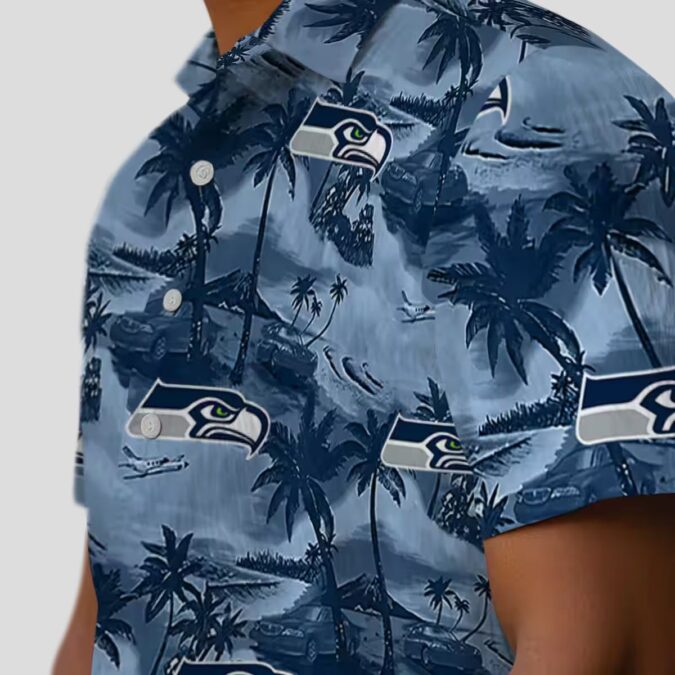 Seattle Seahawks Game Day Blue Hawaiian Shirt - Coastal Tropical Print