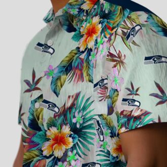 Seattle Seahawks Green Foliage Hawaiian Shirt, Tropical Aloha NFL Summer Outfit