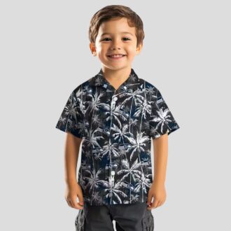 Seattle Seahawks Palm Print Hawaiian Shirt, Blue Black NFL Game Day Wear