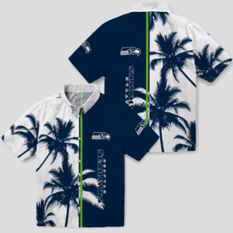 Seattle Seahawks Palm Tree Hawaiian Shirt, Blue White NFL Summer Outfit