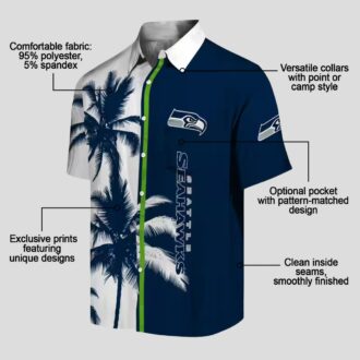 Seattle Seahawks Palm Tree Hawaiian Shirt, Blue White NFL Summer Outfit