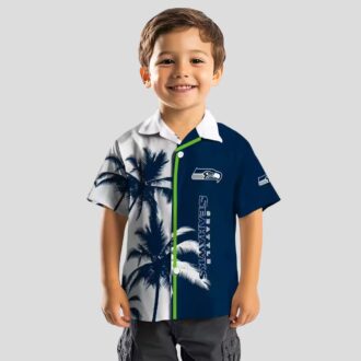 Seattle Seahawks Palm Tree Hawaiian Shirt, Blue White NFL Summer Outfit