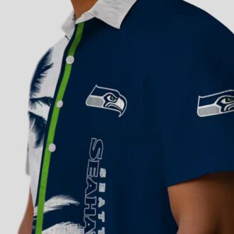 Seattle Seahawks Palm Tree Hawaiian Shirt, Blue White NFL Summer Outfit