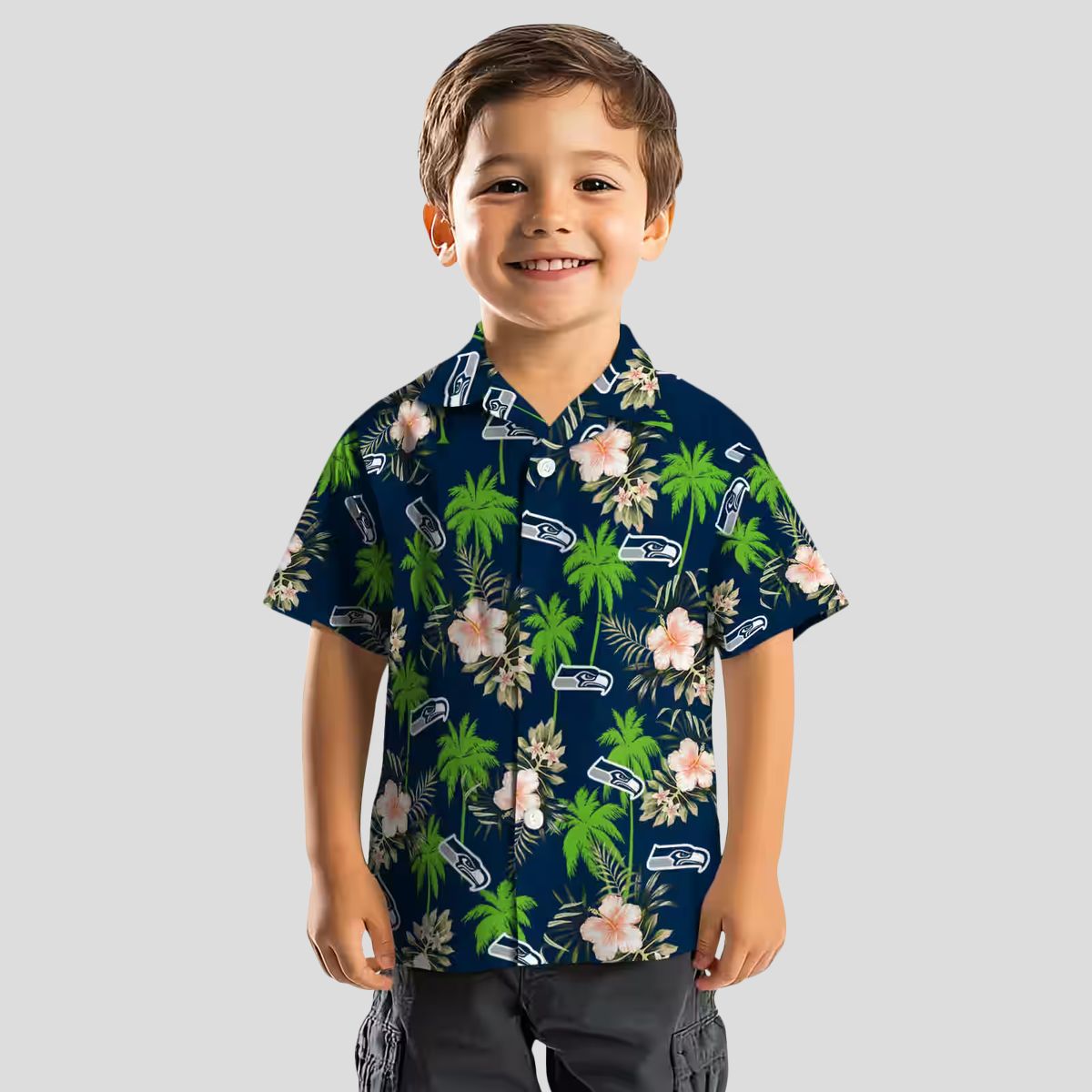 Seattle Seahawks Tropical Blue Hawaiian Shirt - Palm & Floral Theme Print