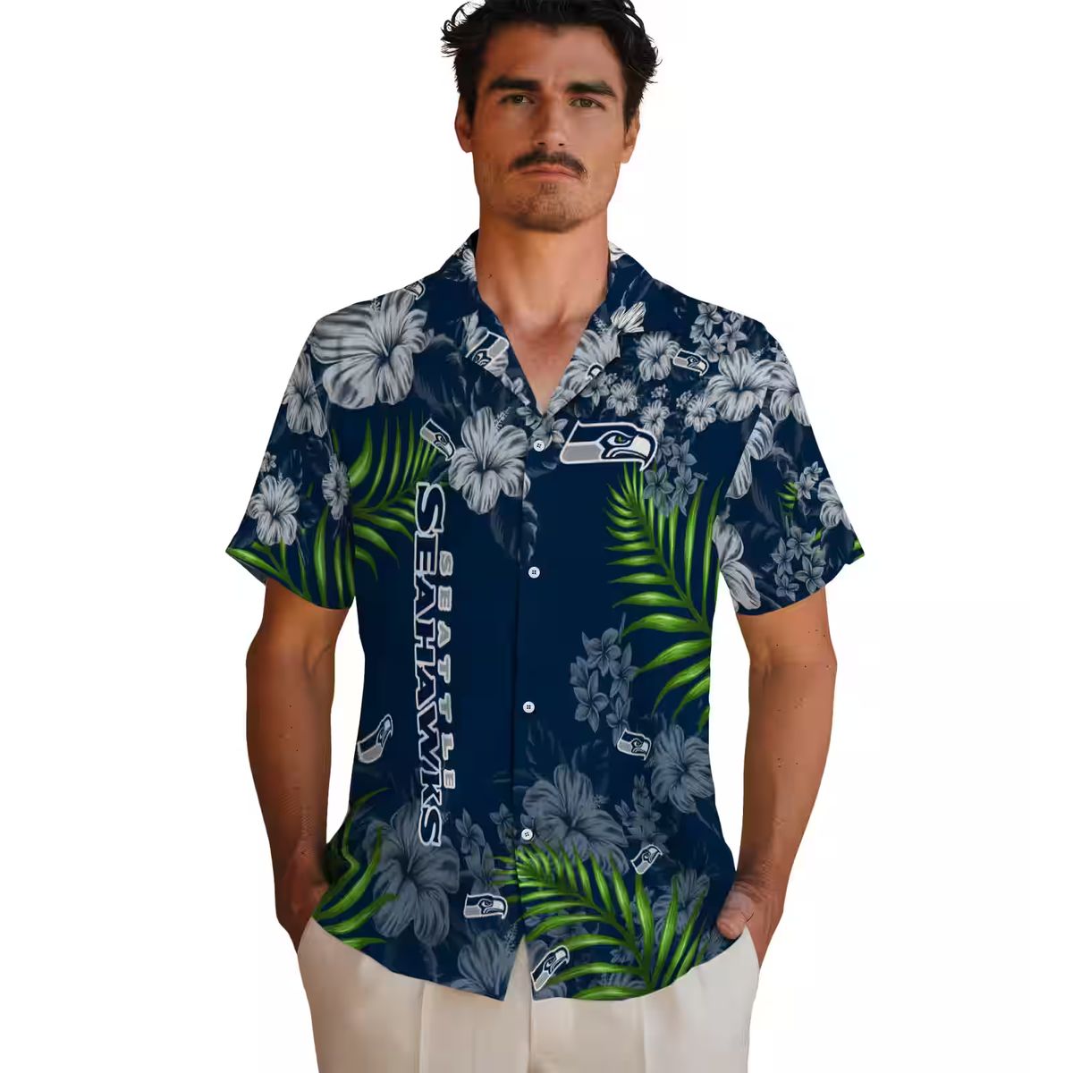 Seattle Seahawks Tropical Hibiscus Hawaiian Shirt - NFL Game Day Gear