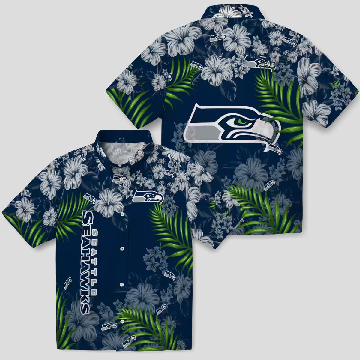 Seattle Seahawks Tropical Hibiscus Hawaiian Shirt - NFL Game Day Gear