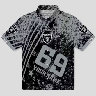 Best Las Vegas Raiders Hawaiian Shirt, Black Star & Stripes NFL Aloha Apparel