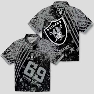 Best Las Vegas Raiders Hawaiian Shirt, Black Star & Stripes NFL Aloha Apparel