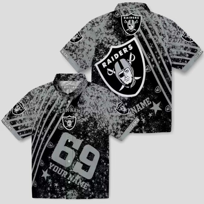 Best Las Vegas Raiders Hawaiian Shirt, Black Star & Stripes NFL Aloha Apparel
