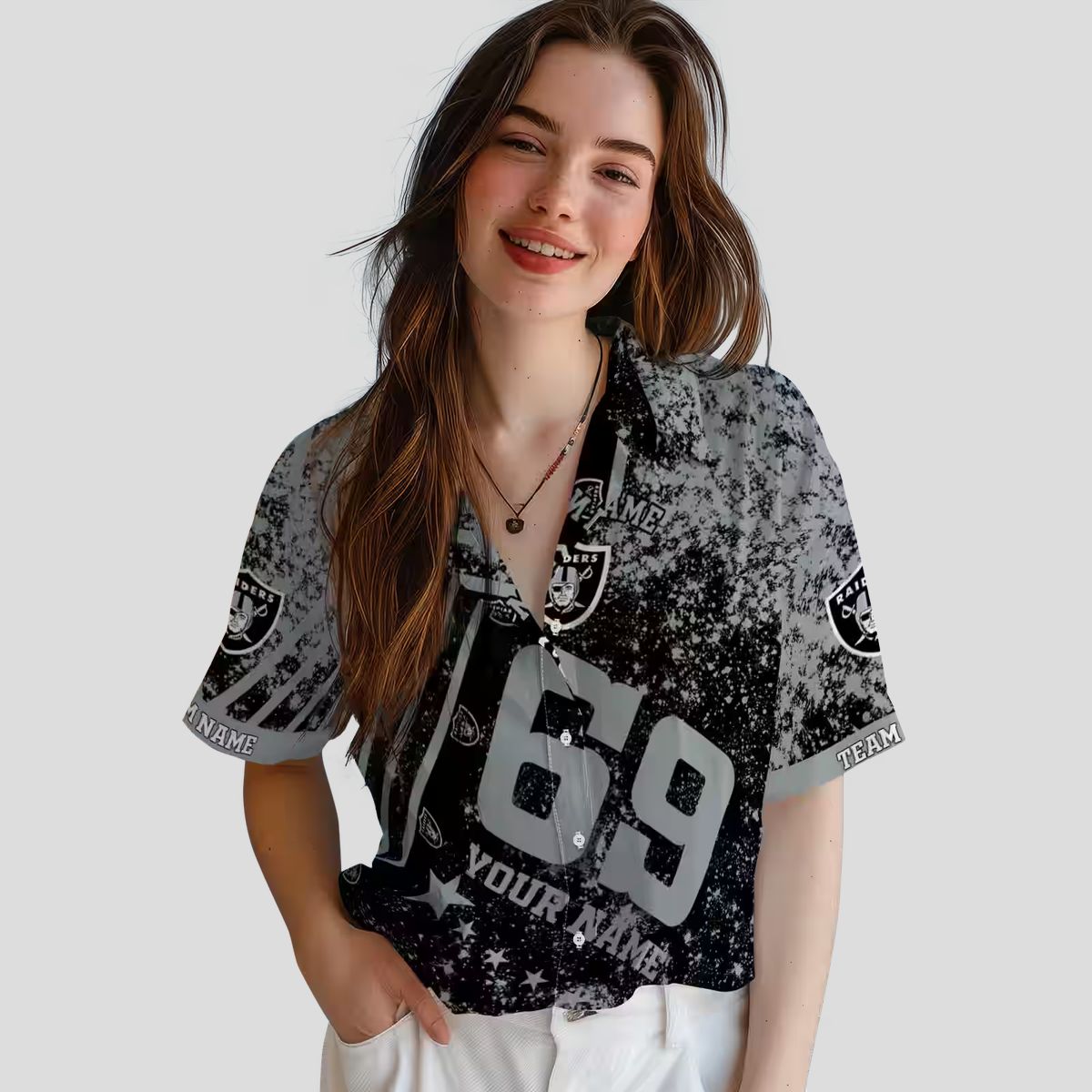 Best Las Vegas Raiders Hawaiian Shirt, Black Star & Stripes NFL Aloha Apparel
