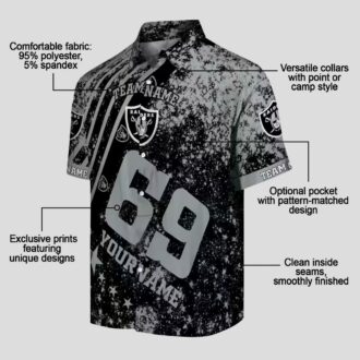 Best Las Vegas Raiders Hawaiian Shirt, Black Star & Stripes NFL Aloha Apparel