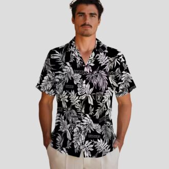 Black & White Las Vegas Raiders Hawaiian Shirt - Stylish Tropical Leaf Fan Gift