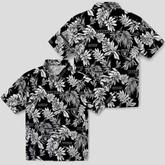 Black & White Las Vegas Raiders Hawaiian Shirt - Stylish Tropical Leaf Fan Gift