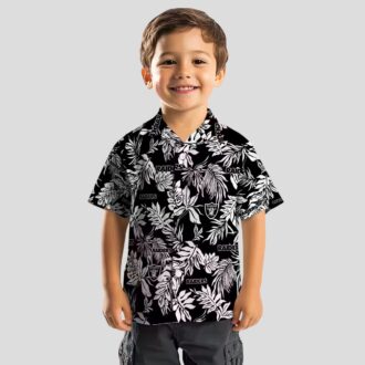 Black & White Las Vegas Raiders Hawaiian Shirt - Stylish Tropical Leaf Fan Gift