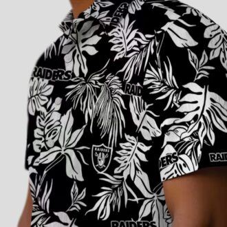 Black & White Las Vegas Raiders Hawaiian Shirt - Stylish Tropical Leaf Fan Gift