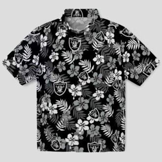 Black Floral Las Vegas Raiders Hawaiian Shirt - Aloha NFL Beachwear for Fans