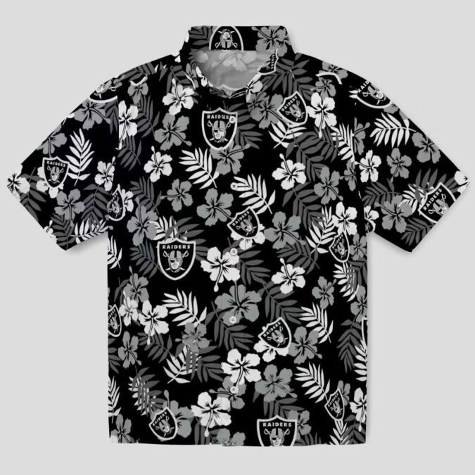 Black Floral Las Vegas Raiders Hawaiian Shirt - Aloha NFL Beachwear for Fans