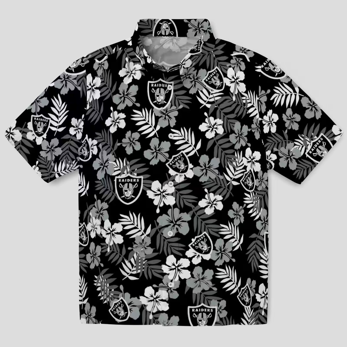 Black Floral Las Vegas Raiders Hawaiian Shirt - Aloha NFL Beachwear for Fans