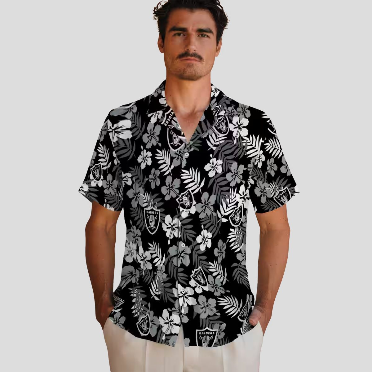 Black Floral Las Vegas Raiders Hawaiian Shirt - Aloha NFL Beachwear for Fans
