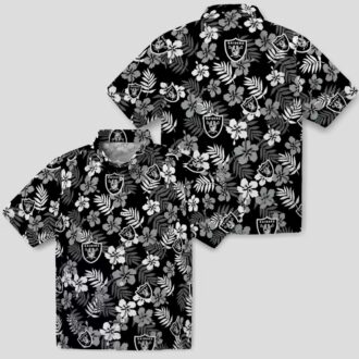 Black Floral Las Vegas Raiders Hawaiian Shirt - Aloha NFL Beachwear for Fans