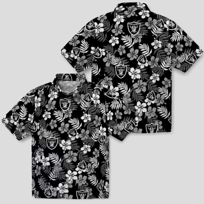 Black Floral Las Vegas Raiders Hawaiian Shirt - Aloha NFL Beachwear for Fans