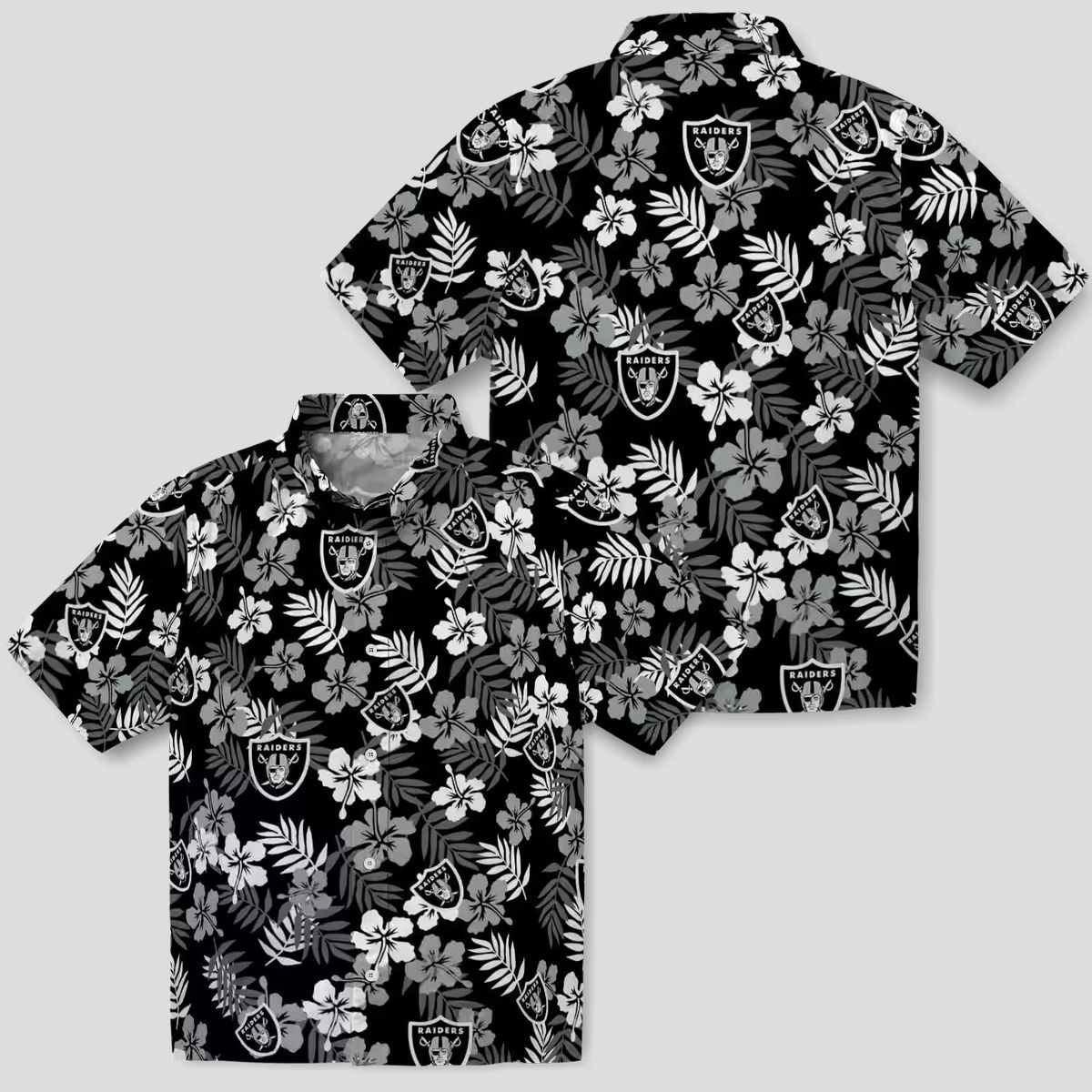 Black Floral Las Vegas Raiders Hawaiian Shirt - Aloha NFL Beachwear for Fans