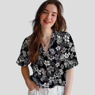 Black Floral Las Vegas Raiders Hawaiian Shirt - Aloha NFL Beachwear for Fans