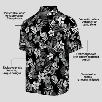 Black Floral Las Vegas Raiders Hawaiian Shirt - Aloha NFL Beachwear for Fans
