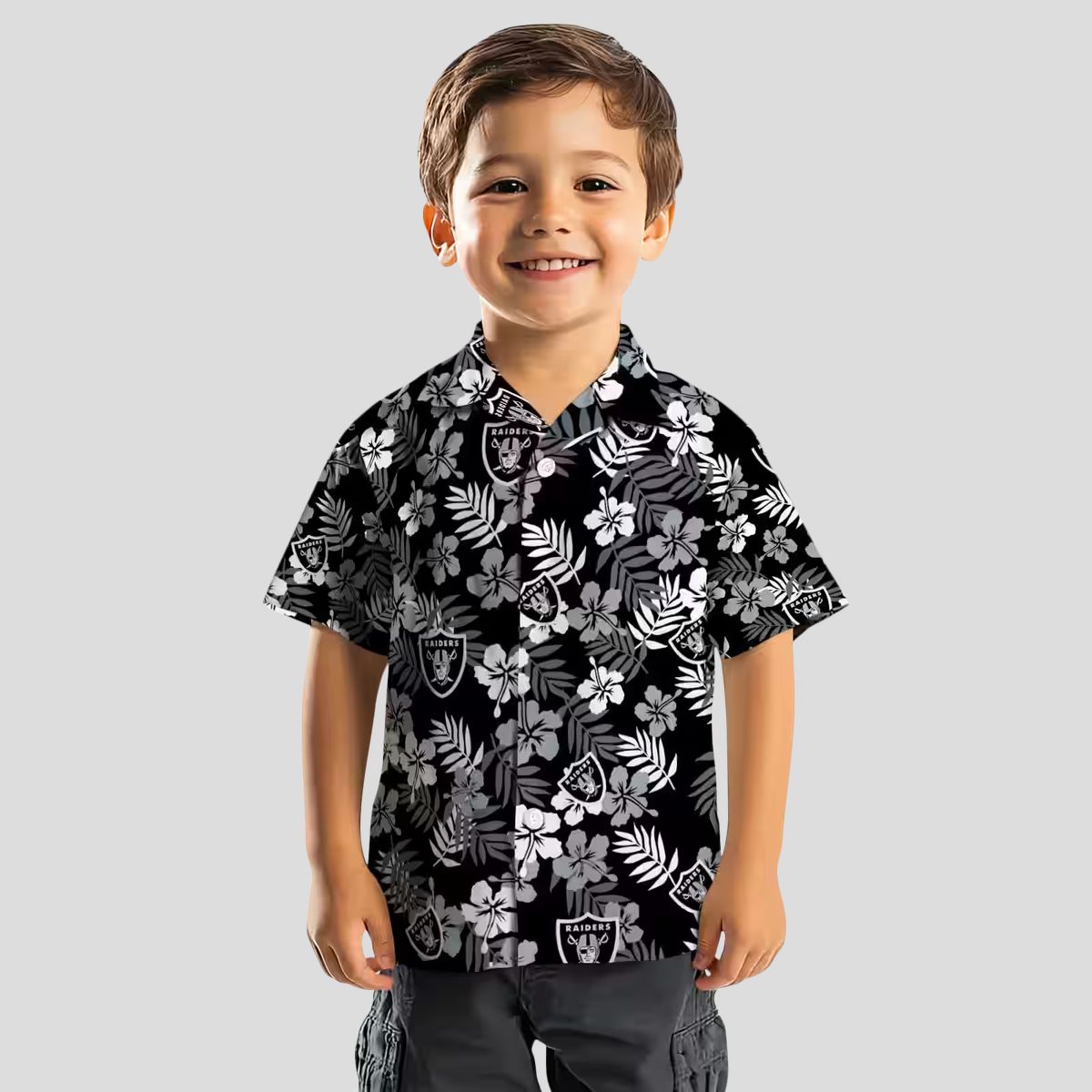 Black Floral Las Vegas Raiders Hawaiian Shirt - Aloha NFL Beachwear for Fans