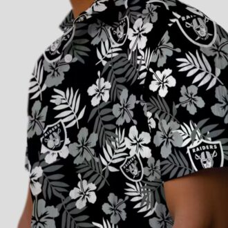 Black Floral Las Vegas Raiders Hawaiian Shirt - Aloha NFL Beachwear for Fans