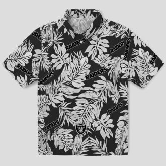 Black Hawaiian Shirt with Las Vegas Raiders Logo - Monstera Leaf Pattern for Fans