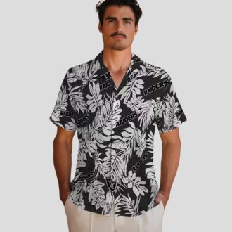 Black Hawaiian Shirt with Las Vegas Raiders Logo - Monstera Leaf Pattern for Fans