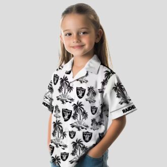 Black White Las Vegas Raiders Palm Island Hawaiian Shirt for Game Day & Vacation