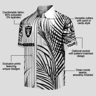 Black White Las Vegas Raiders Palm Stripes Hawaiian Shirt, Aloha Summer Outfits