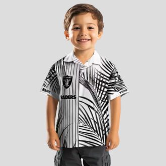 Black White Las Vegas Raiders Palm Stripes Hawaiian Shirt, Aloha Summer Outfits