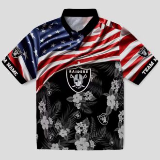 Custom Las Vegas Raiders Aloha Hawaiian Shirt - US Flag & Hibiscus Floral Design