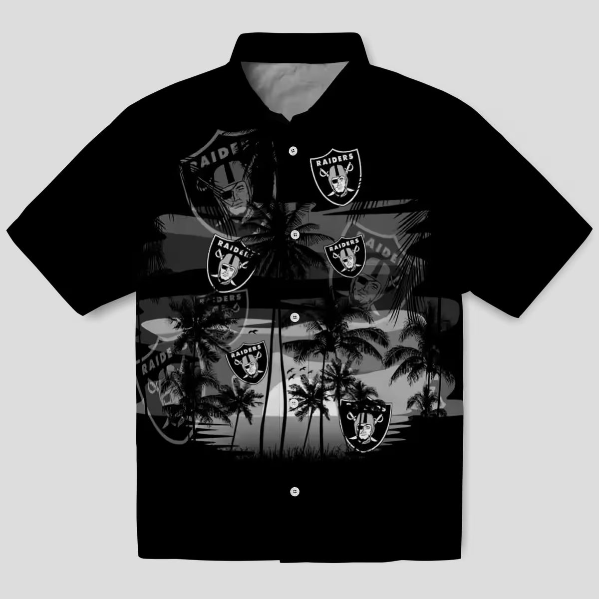 Custom Las Vegas Raiders Black Hawaiian Shirt - Sunset Tropical NFL Fan Gear