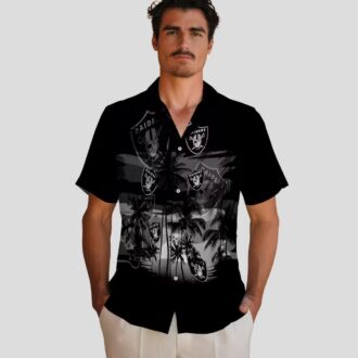 Custom Las Vegas Raiders Black Hawaiian Shirt - Sunset Tropical NFL Fan Gear