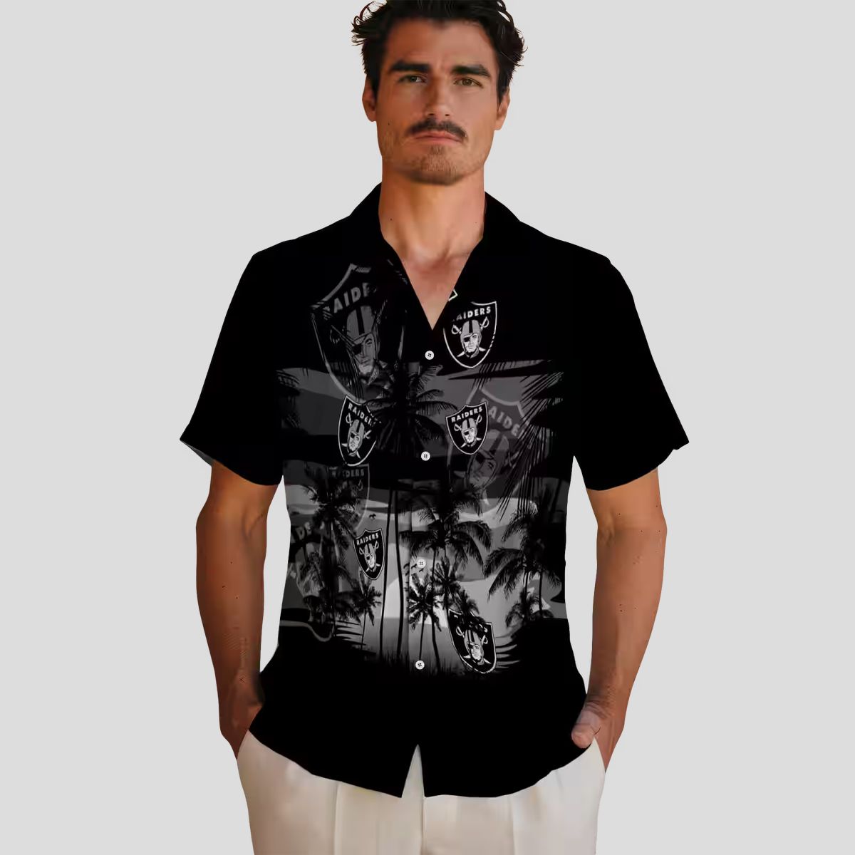 Custom Las Vegas Raiders Black Hawaiian Shirt - Sunset Tropical NFL Fan Gear