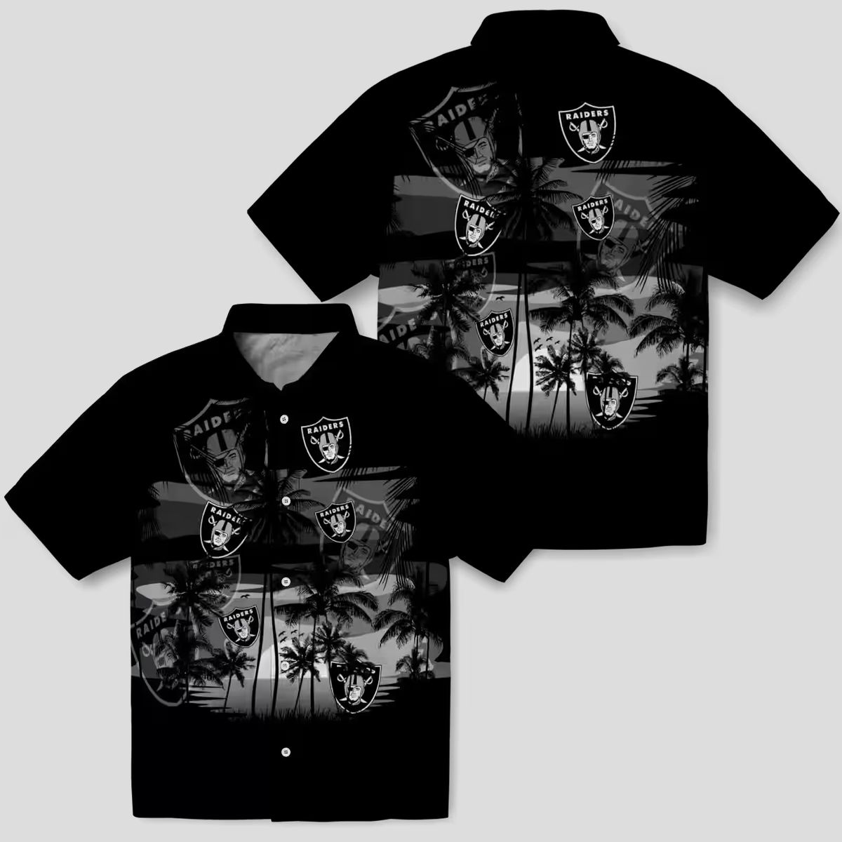 Custom Las Vegas Raiders Black Hawaiian Shirt - Sunset Tropical NFL Fan Gear