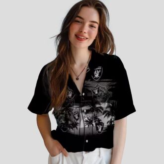 Custom Las Vegas Raiders Black Hawaiian Shirt - Sunset Tropical NFL Fan Gear