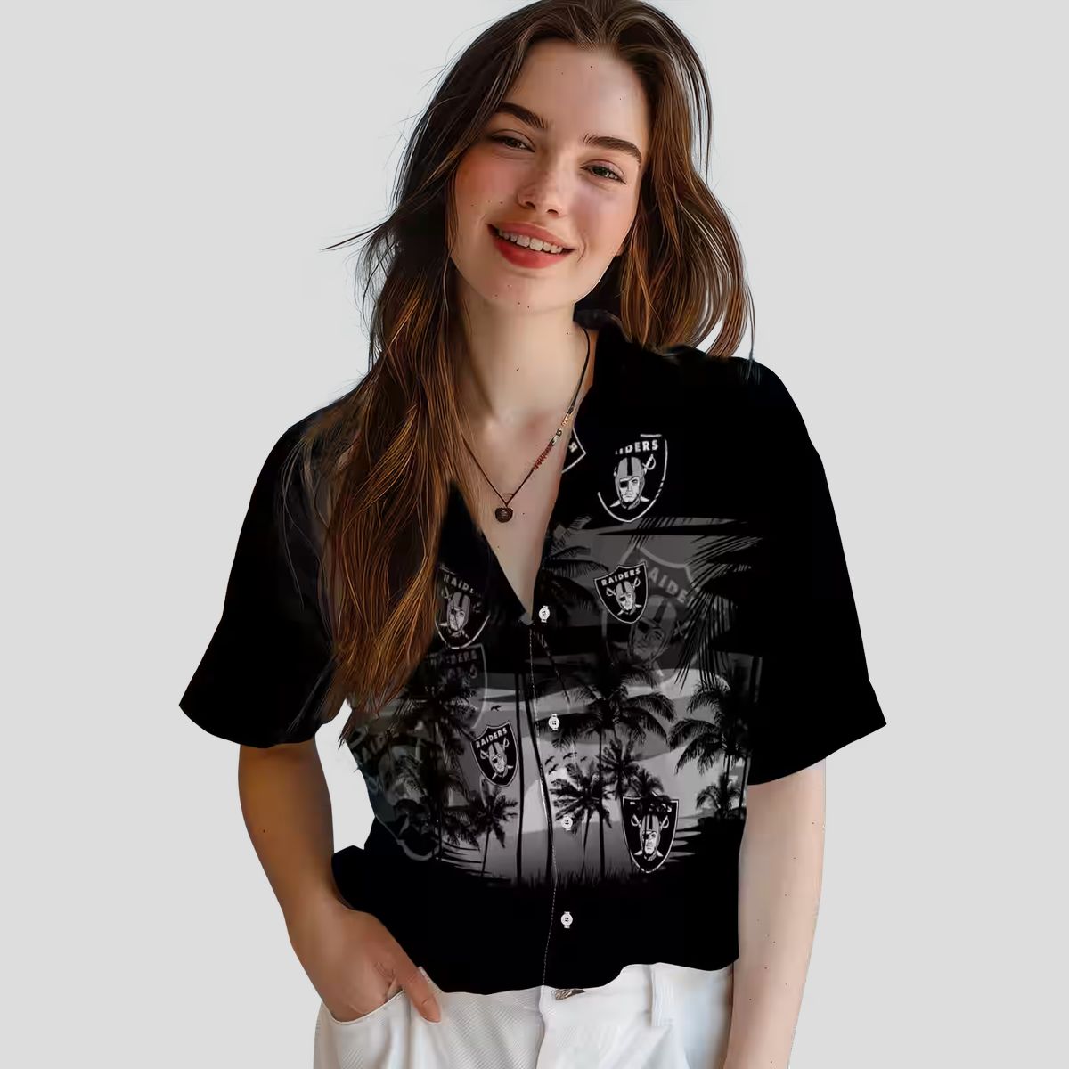 Custom Las Vegas Raiders Black Hawaiian Shirt - Sunset Tropical NFL Fan Gear