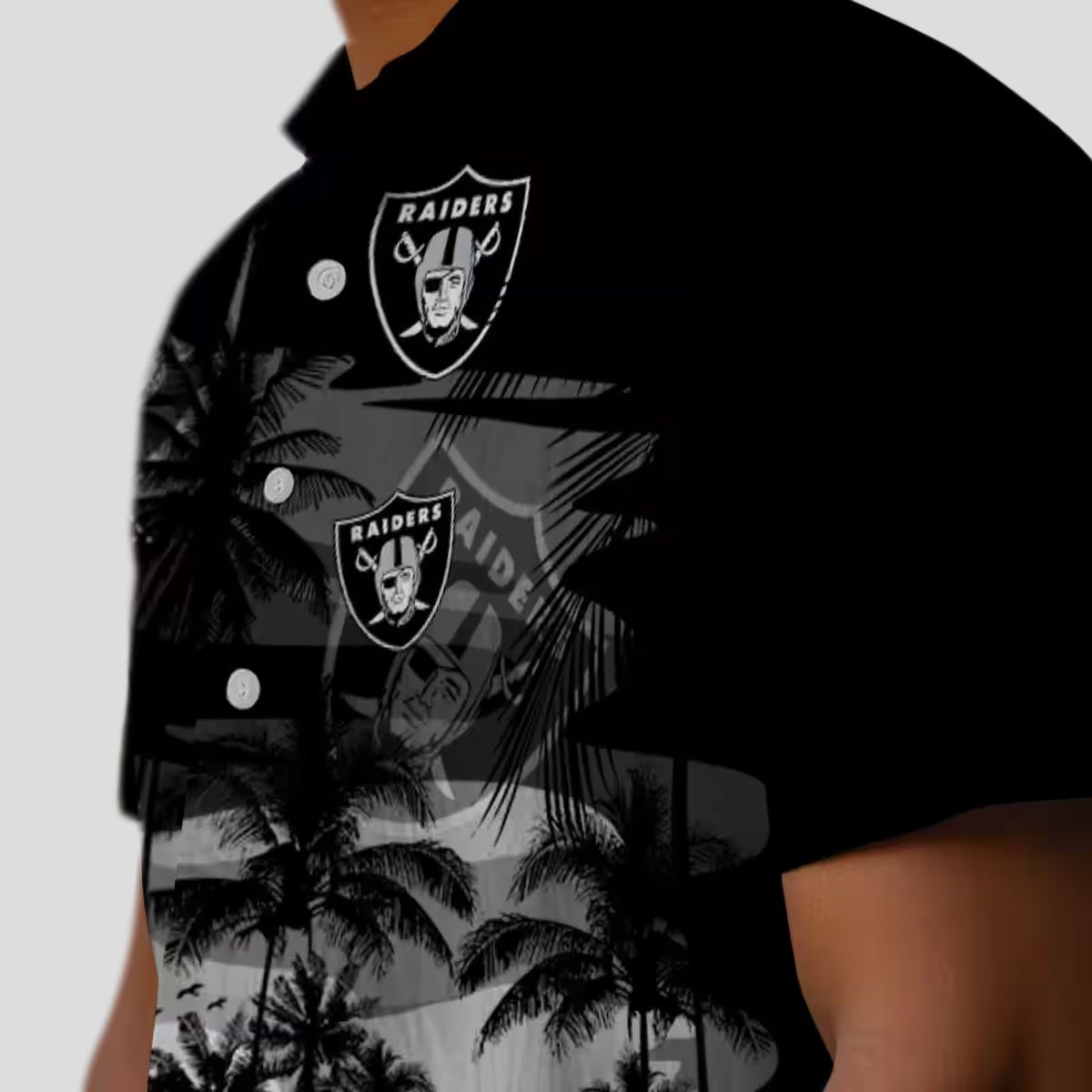 Custom Las Vegas Raiders Black Hawaiian Shirt - Sunset Tropical NFL Fan Gear