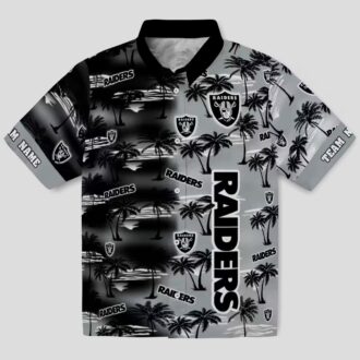 Custom NFL Las Vegas Raiders Black Hawaiian Shirt, Palm Silhouette Tropical Apparel