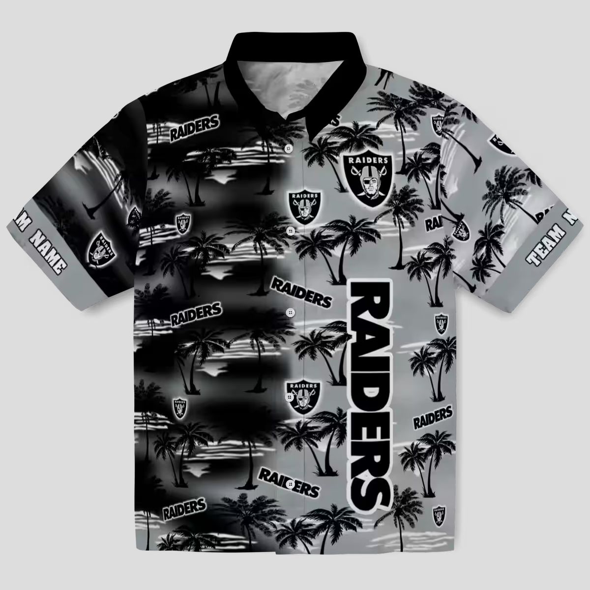 Custom NFL Las Vegas Raiders Black Hawaiian Shirt, Palm Silhouette Tropical Apparel