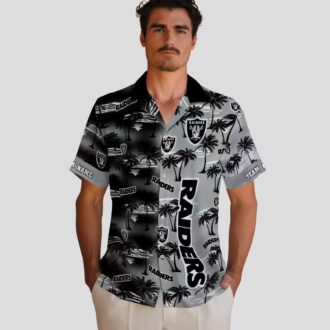 Custom NFL Las Vegas Raiders Black Hawaiian Shirt, Palm Silhouette Tropical Apparel